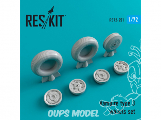 ResKit kit d'amelioration Avion RS72-0251 Ensemble de roues Vampire type 3 1/72