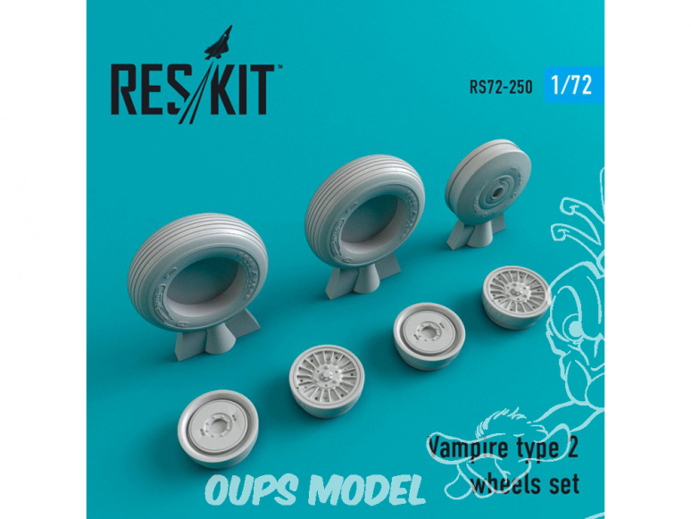 ResKit kit d'amelioration Avion RS72-0250 Ensemble de roues Vampire type 2 1/72