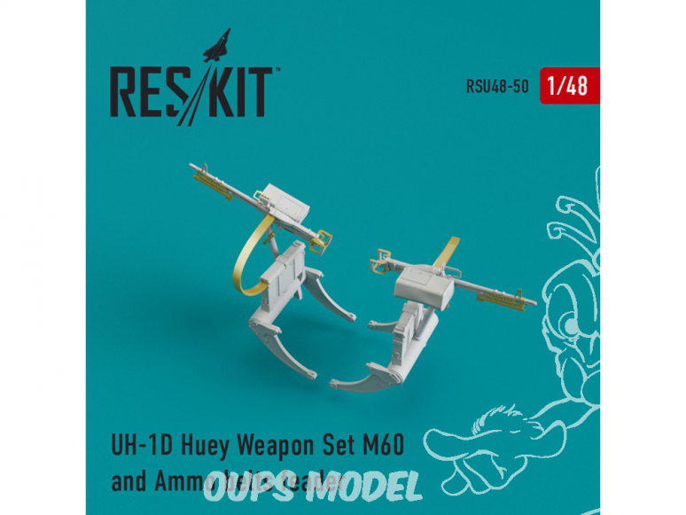 ResKit kit RSU48-0050 UH-1D Huey Set mitrailleuse M60 et ceintures de munitions 1/48