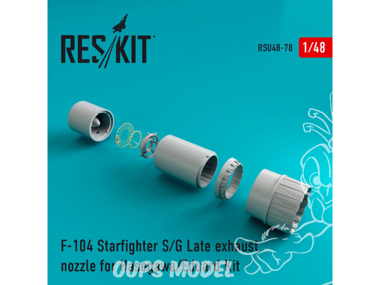 ResKit kit d'amelioration Avion RSU48-0078 Tuyère pour F-104 Starfighter (S/G Late) kit Hasegawa et Eduard 1/48