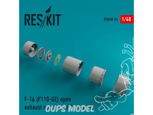 ResKit kit d'amelioration Avion RSU48-0084 Tuyère pour F-16 (F110-GE) ouvert kit Tamiya 1/48