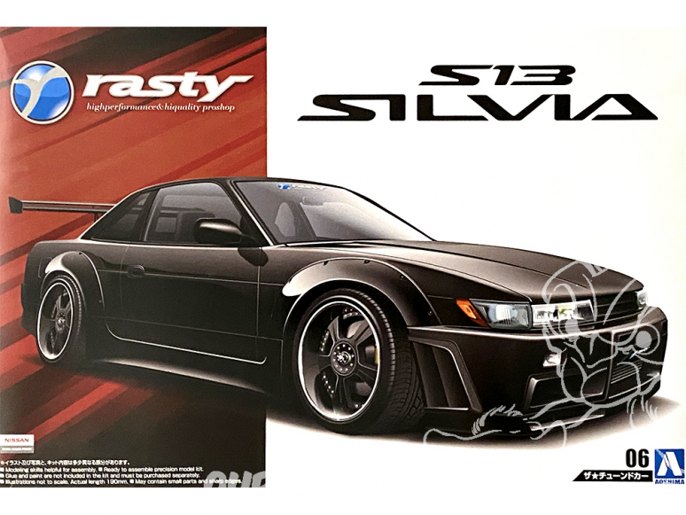 Aoshima maquette voiture 50989 Nissan Silvia S13 Rasty 1991 1/24