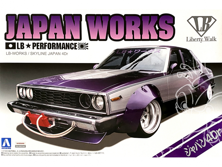 Aoshima maquette voiture 09802 LB Works Japan Works Nissan Skyline 4Dr - Liberty Walk 1/24