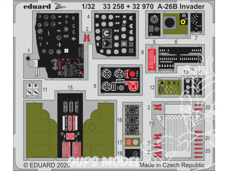 Eduard photodécoupe avion 32970 Intérieur cockpit A-26B Invader Hobby Boss 1/32