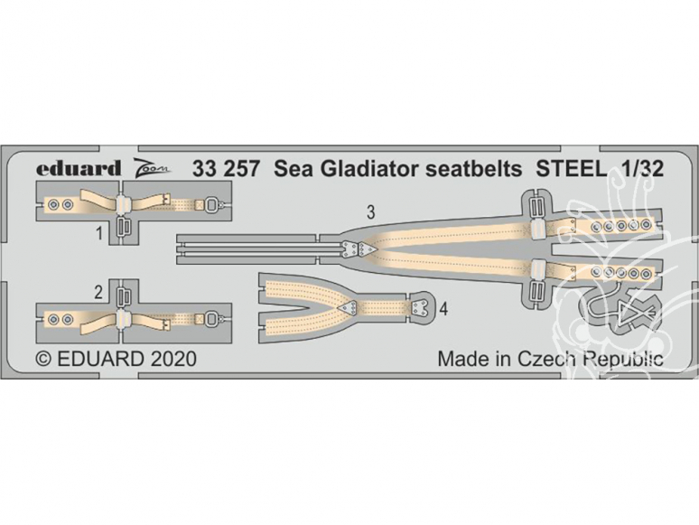 Eduard photodécoupe avion 33257 Harnais métal Sea Gladiator Icm 1/32