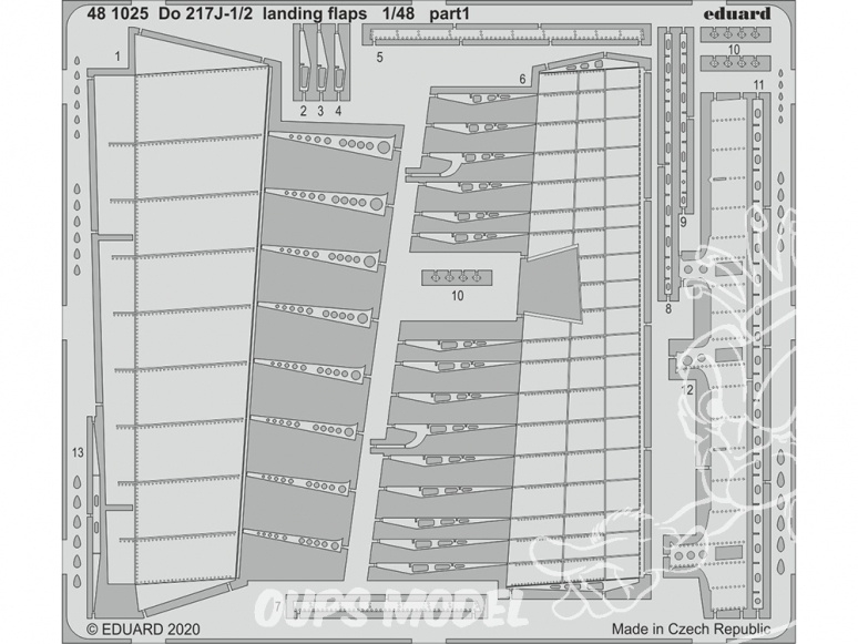 EDUARD photodecoupe avion 481025 Volets d'atterrissage Dornier Do 217J-1/2 Icm 1/48