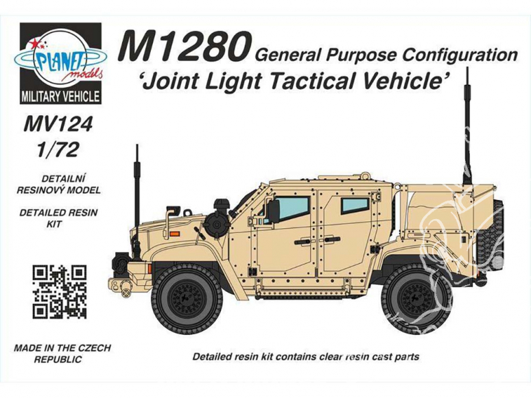 Planet Maquettes Militaire mv124 Véhicule tactique léger mixte de configuration à usage général M1280 full resine kit 1/72