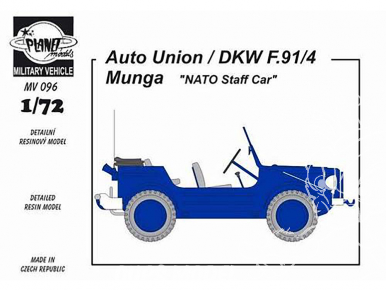 Planet Maquettes Militaire mv096 Auto-Union/DKW F91/4 Munga Nato Staff Car full resine kit 1/72