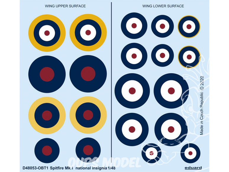 Eduard Decalques avion D48053 Insignes nationaux Spitfire Mk.I 1/48