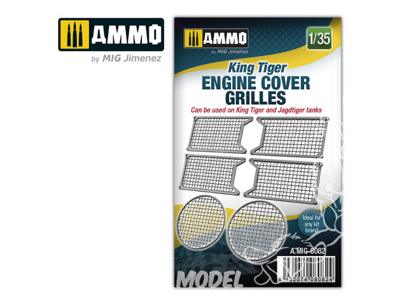 Ammo Mig accessoire 8082 Grilles moteur King Tiger 1/35