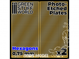 Green Stuff 506075 Plaques de Photogravées Hexagones Moyens de 0,75mm