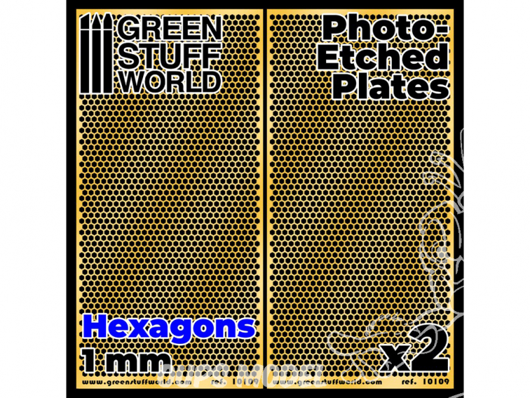 Green Stuff 506082 Plaques de Photogravées Grands Hexagones de 1mm