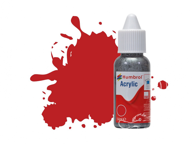 HUMBROL Peinture Acrylique 060 Ecarlate Mat Flacon compte-gouttes 14ml