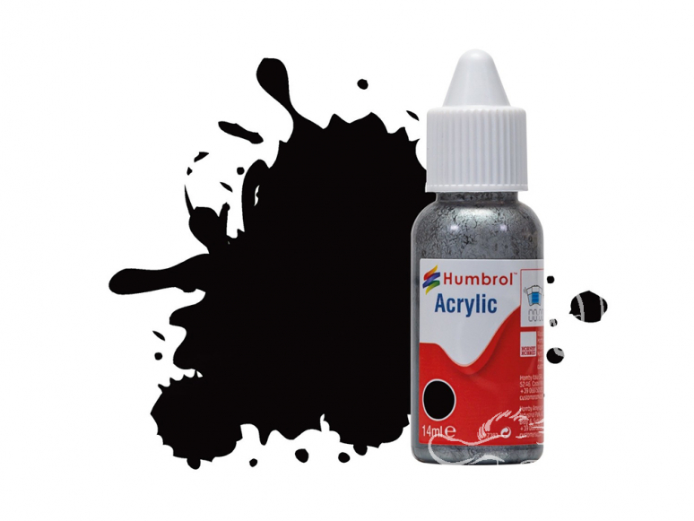 HUMBROL Peinture Acrylique 085 Noir satin Flacon compte-gouttes 14ml