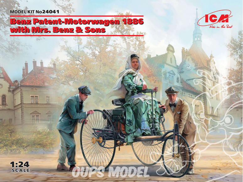 Icm maquette voiture 24041 Benz Patent-Motorwagen 1886 avec Mme Benz & Sons (100% nouveaux moules) 1/24