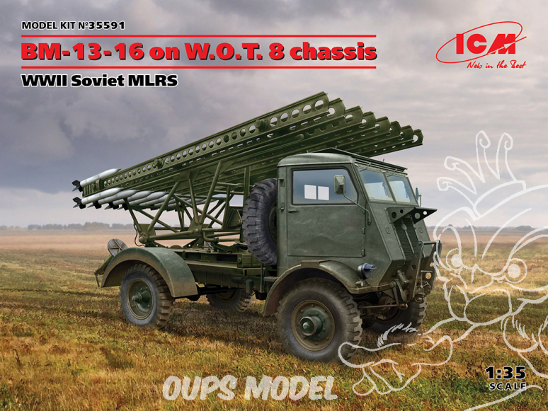 Icm maquette militaire 35591 BM-13-16 sur W.O.T. 8 châssis, MLRS soviétique de la Seconde Guerre mondiale 1/35