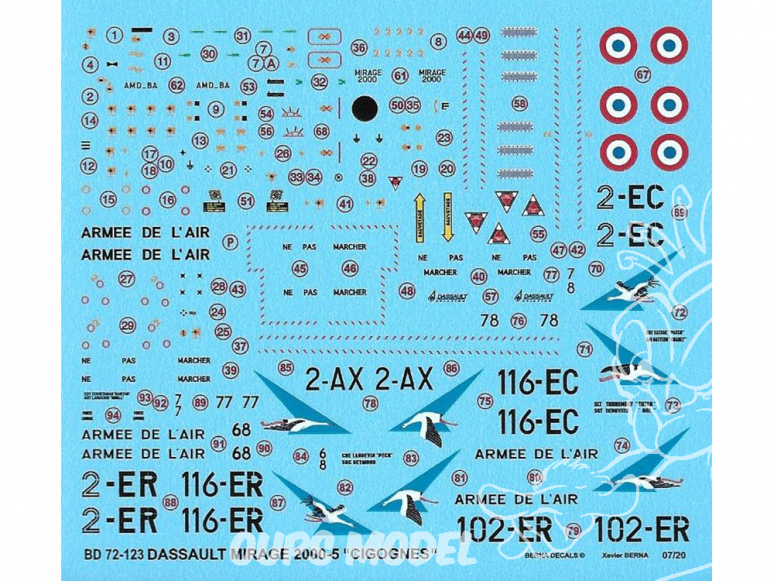 Decalques Berna decals BD72-123 Dassault Mirage 2000-5F Cigognes 1/72