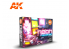 Ak interactive peinture acrylique 3G Set AK11610 Set couleurs néon 6 x 17ml