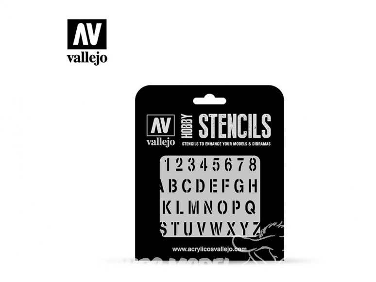 Vallejo Stencils ST-LET002 Pochoir Alphabet d'estampage 1/35