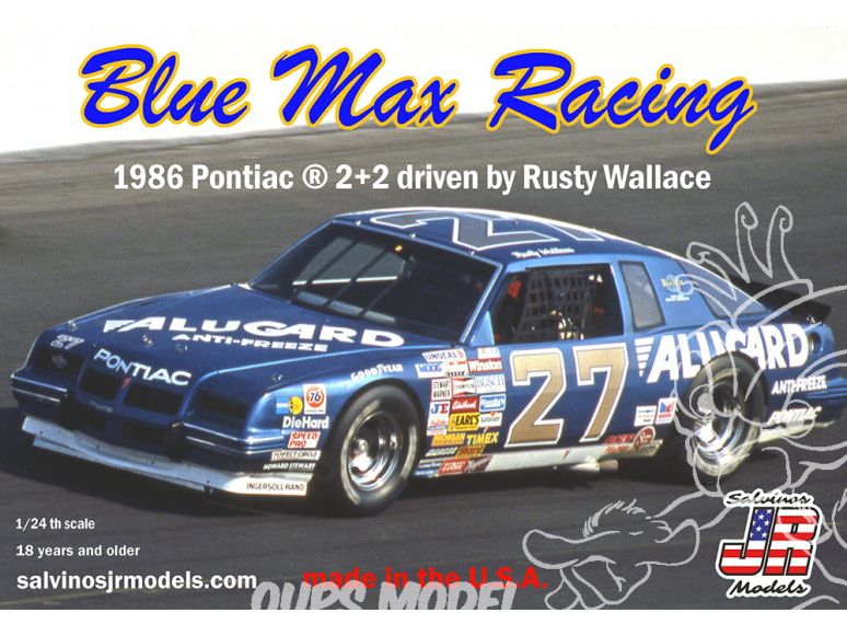 JR Models maquette voiture 1986B Blue Max Racing 1986 Pontiac 2+2 driven by Rusty Wallace 1/24