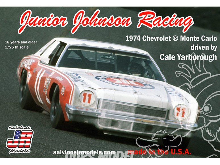 JR Models maquette voiture 1974B Junior Johnson Racing 1974 Chevrolet ®Monte Carlo driven by Cale Yarborough 1/25