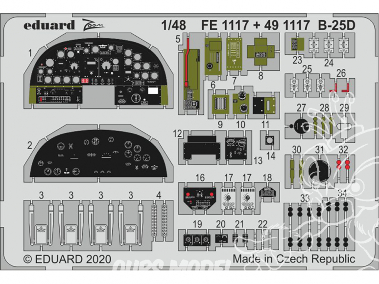 EDUARD photodecoupe avion FE1117 Zoom amélioration B-25D Revell 1/48