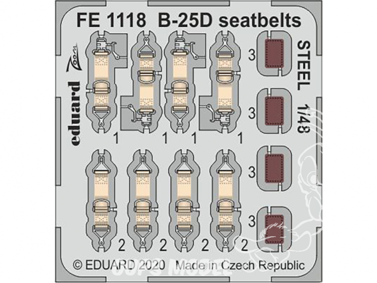 EDUARD photodecoupe avion FE1118 Harnais métal B-25D Revell 1/48