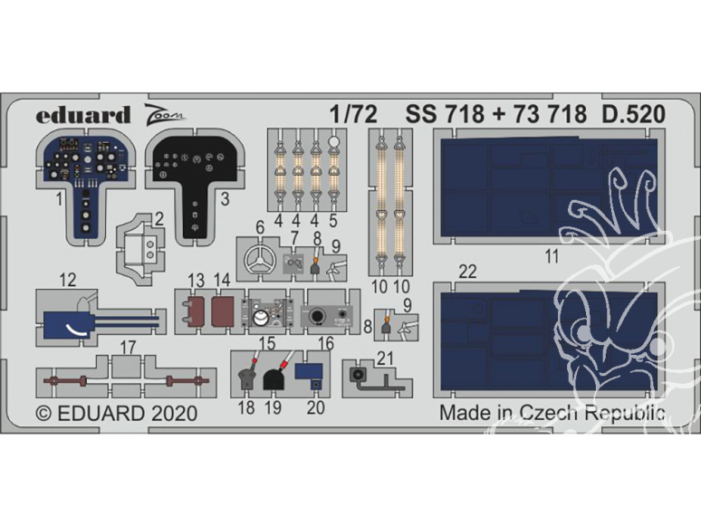 Eduard photodecoupe avion 73718 Amélioration Dewoitine D.520 Hasegawa / Hobby 2000 1/72