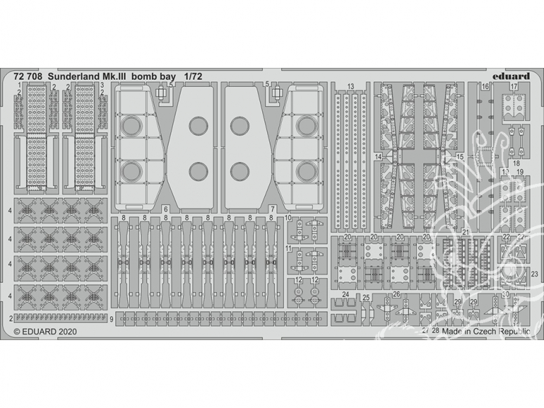 Eduard photodecoupe avion 72708 Baie de bombes Sunderland Mk.III Special Hobby 1/72