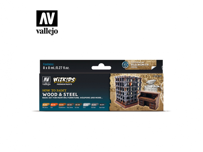 Vallejo Set Wizkids 80256 Wood & Steel 8x8ml