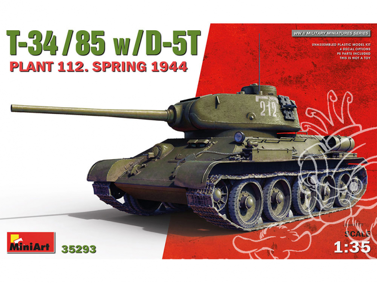 Mini Art maquette militaire 35293 T-34/85 avec D-5T. PLANT 112. SPRING 1944 1/35