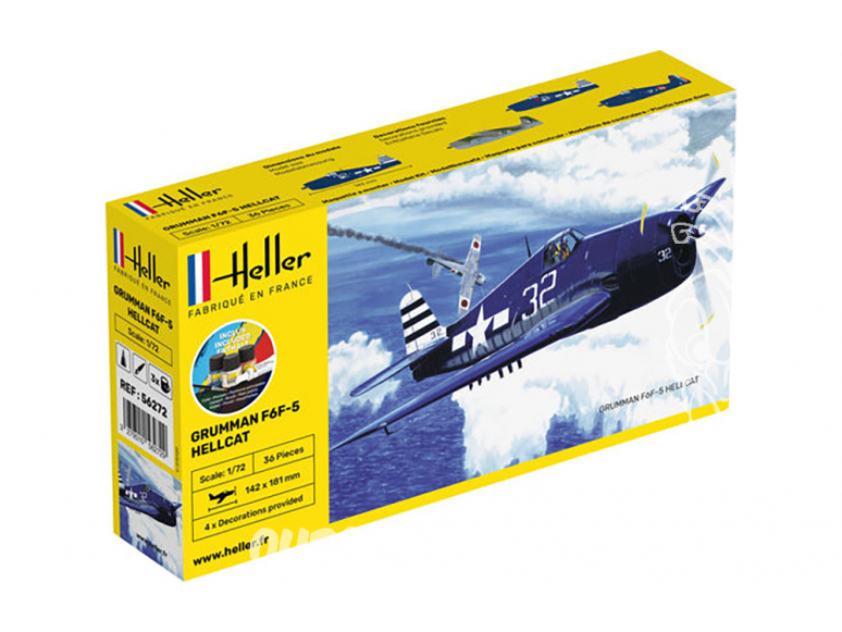 Heller maquette avion 56272 nouvelle boite F6F-5 HELLCAT inclus peintures principale colle et pinceau 1/72