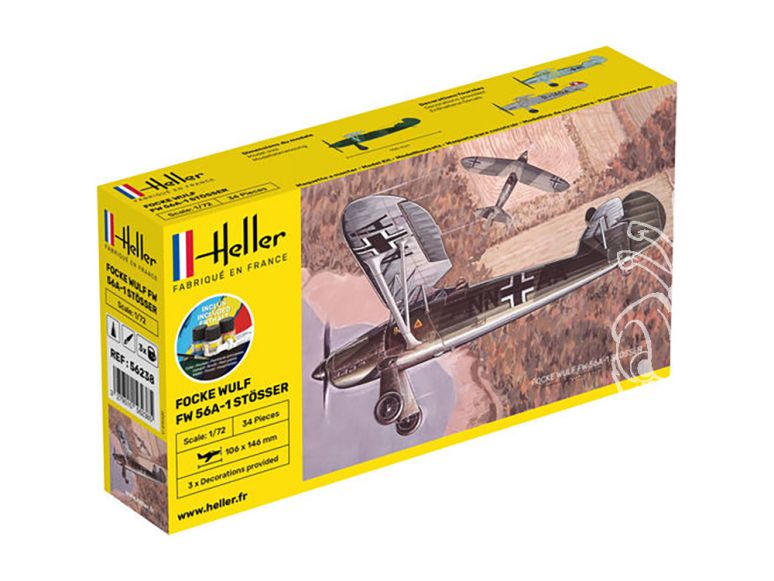 Heller maquette avion 56238 Starter Kit Focke Wulf FW 56A-1 Stosser inclus peintures principale colle et pinceau 1/72