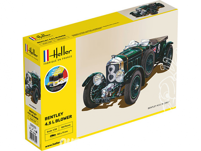 Heller maquette voiture 56722 Starter Set Bentley 4,5L Blower Inclus peintures principale colle et pinceau 1/24