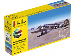 HELLER maquette avion 56231 Starter Kit Messerschmitt BF108B inclus peintures principale colle et pinceau 1/72