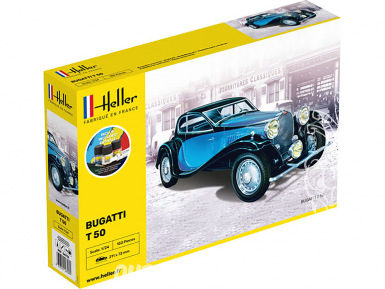 HELLER maquette voiture 56706 Starter Kit Coffret BUGATTI T.50 1/24