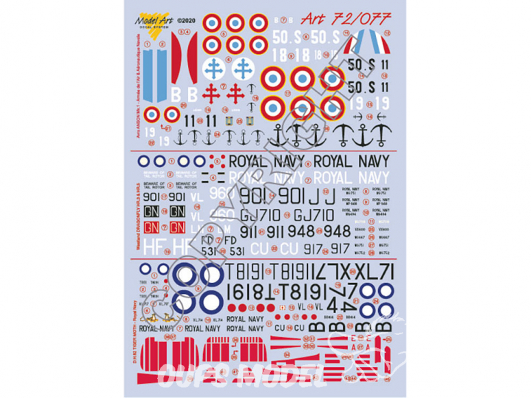 Decalques Model Art 72/077 Avro Anson Mk.1 Westland Dragonfly D.H.82 Tiger Moth 1/72