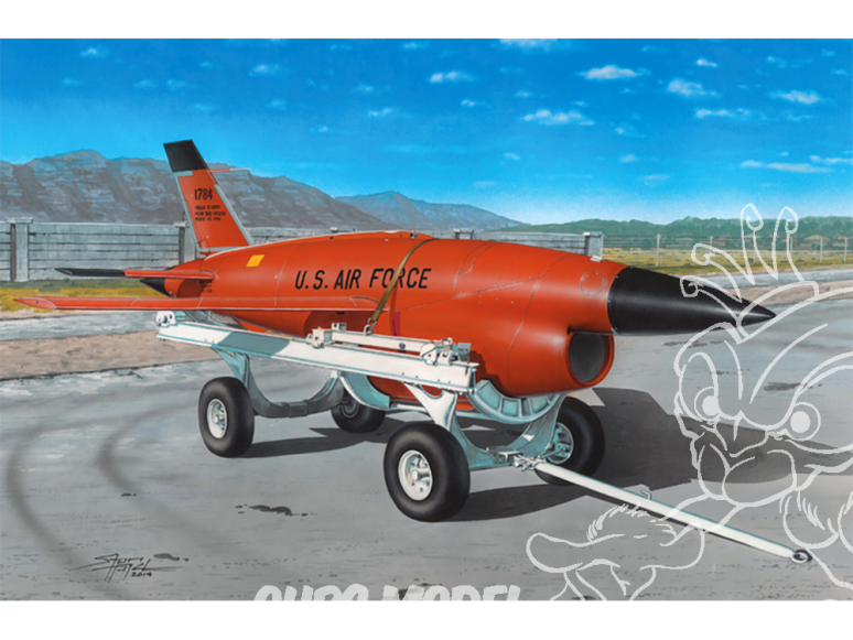Plus Model maquette avion AL7035 BQM-34 Firebee avec chariot de transport 1/72