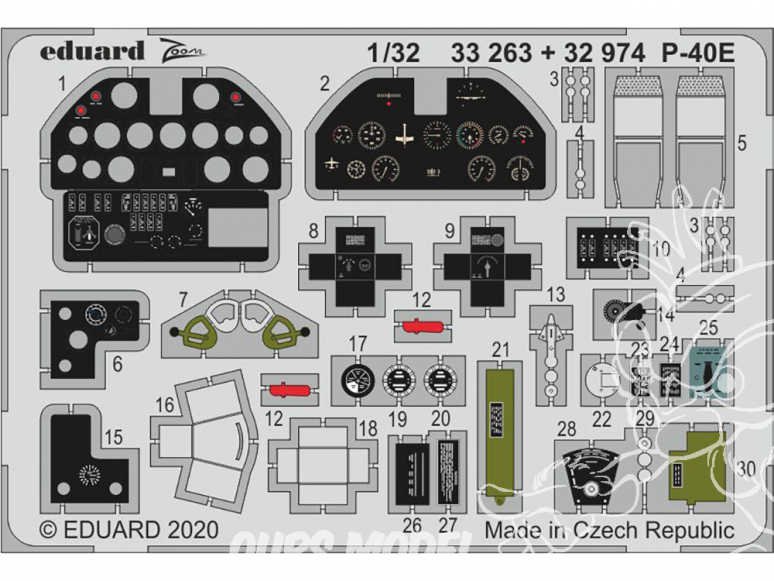 Eduard photodécoupe avion 32974 Intérieur P-40E Trumpeter 1/32