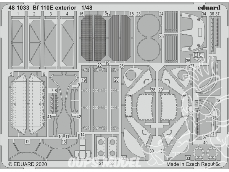 EDUARD photodecoupe avion 481033 Extérieur Messerschmitt Bf 110E Dragon 1/48