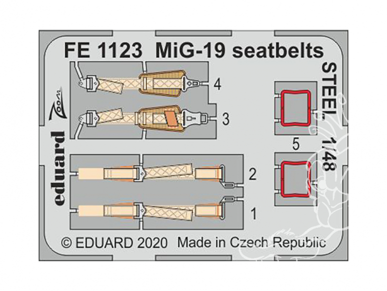 EDUARD photodecoupe avion FE1123 Harnais métal MiG-19 Trumpeter / Eduard 1/48