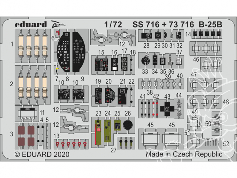 Eduard photodecoupe avion 73716 Amélioration B-25B Airfix 1/72