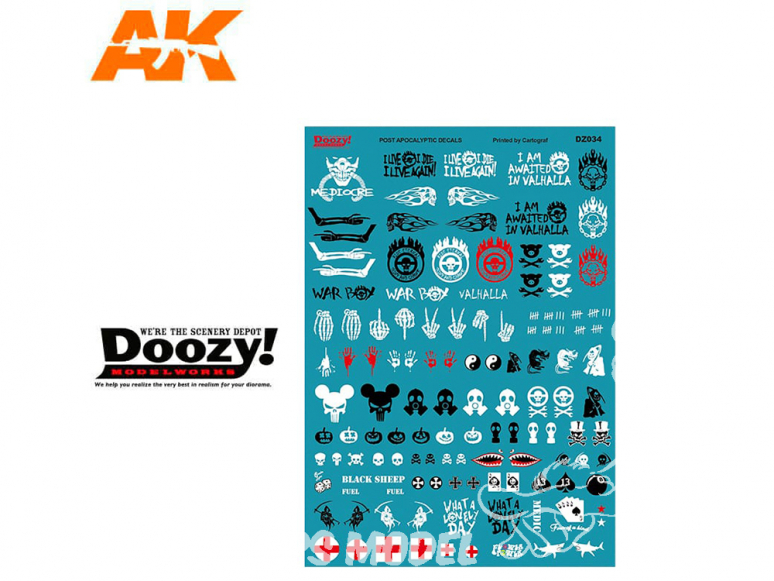 Ak Interactive Doozy DZ034 Assortiment de décalques post-apocalyptiques 1/24