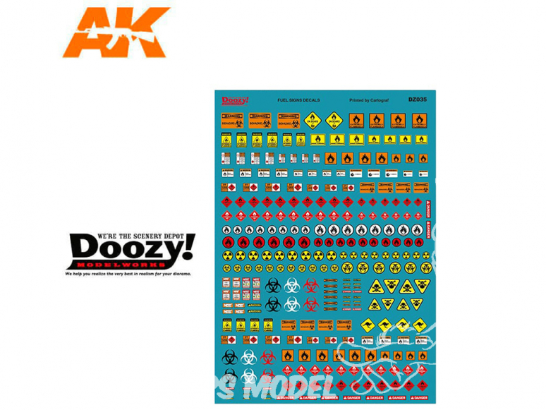 Ak Interactive Doozy DZ035 Assortiment de décalques signalétique carburant 1/24