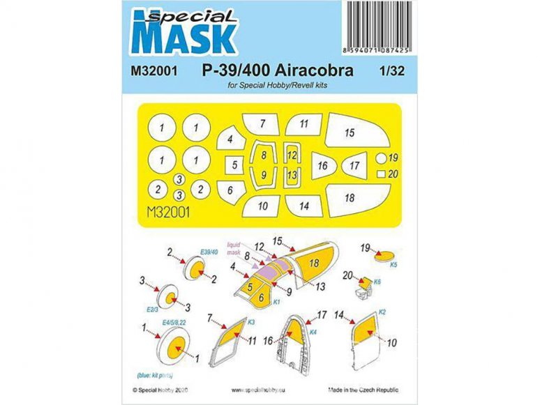 Special Hobby Masque avion M32001 P-39 Airacobra pour kit special hobby et Revell 1/32