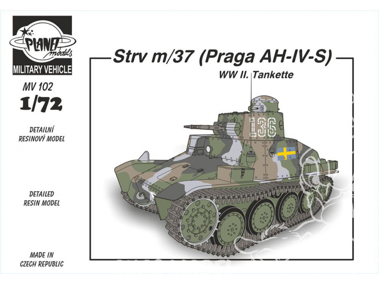 Planet model Maquettes militaire mv102 Strv m/37 (Praga AH-IV-S) WW II Tankette kit résine complet 1/72