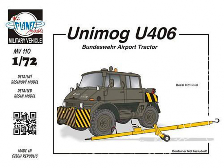 Planet Maquettes Militaire mv110 Remorqueur d'aéroport Unimog U406 DoKa et attelage AERO Rx full resine kit 1/72