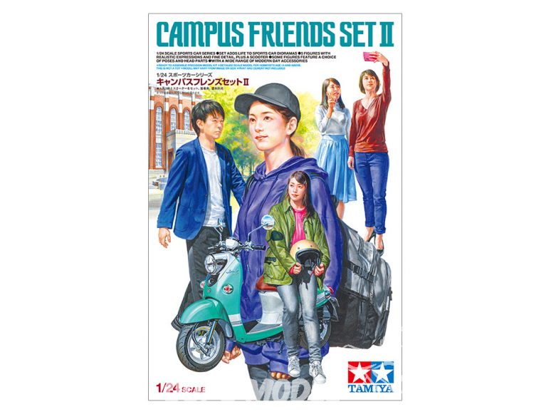 TAMIYA maquette voiture 24356 Campus Friends Set II avec scooter 1/24