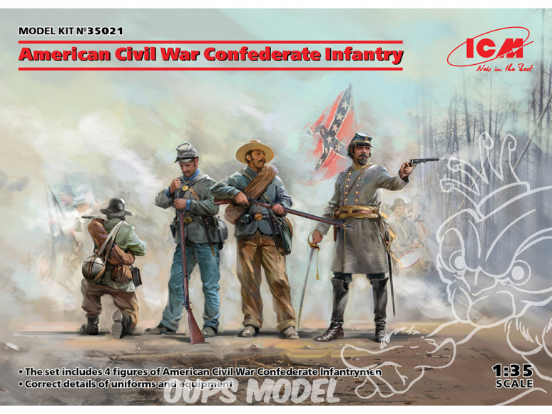 Icm maquette figurines 35021 Infanterie confédérée de la guerre civile américaine 100% nouveaux moules 1/35