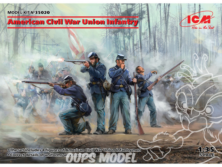 Icm maquette figurines 35020 Infanterie de l'Union de la guerre civile américaine 100% nouveaux moules 1/35